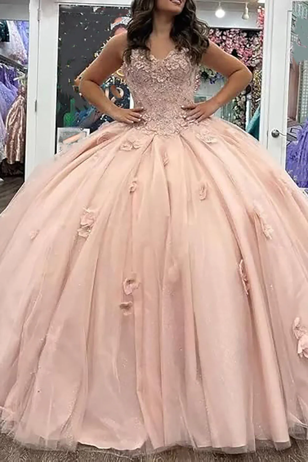 Sweetheart Ball Gown Tulle Corset Applique Quinceanera Dress - Image 3