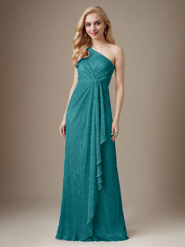 Ruby Sheath One Shoulder Metallic Mesh Dress Mother of the Bride Dress - Image 19