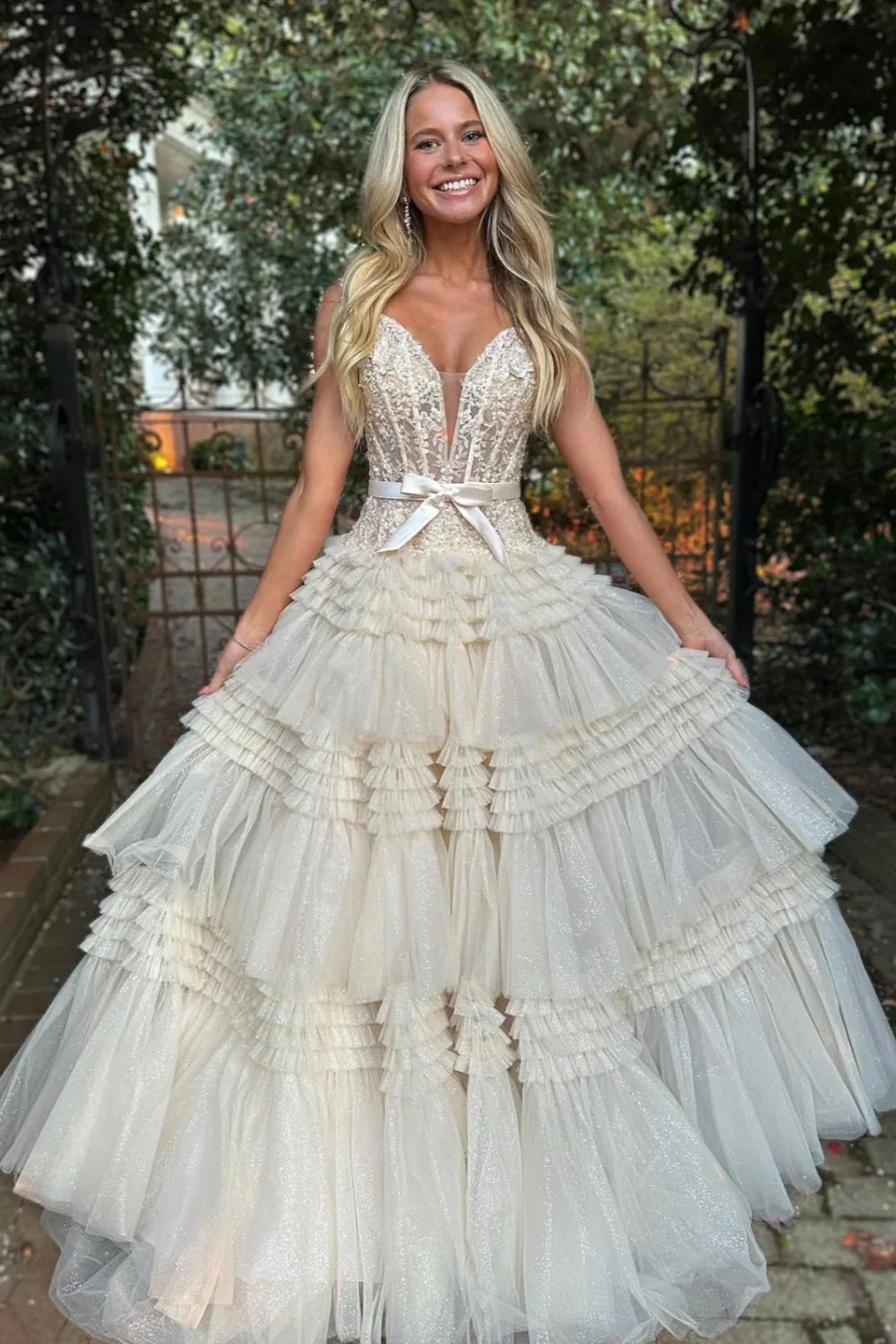 Princess A Line Off the Shoulder Lilac Long Prom Dress with Ruffles - Image 8