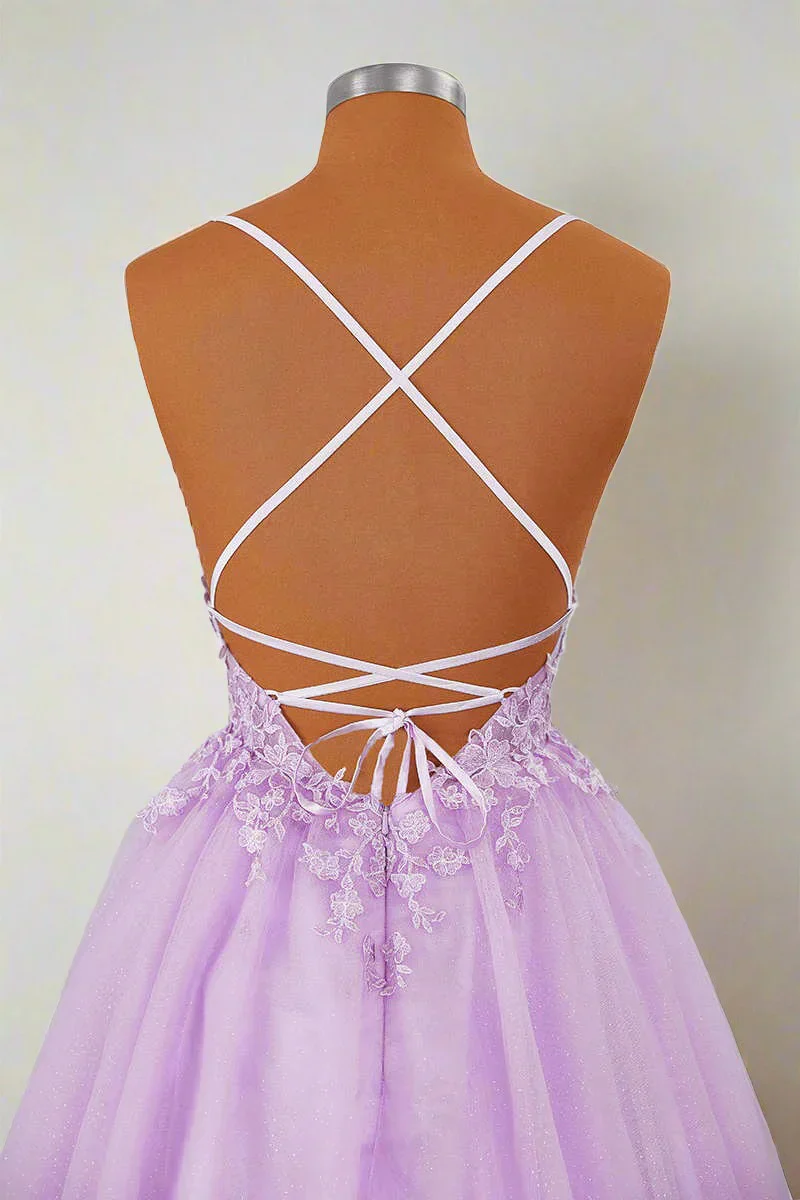 Princess Straps Appliques Lavender Homecoming Dress Party Dress - Image 5