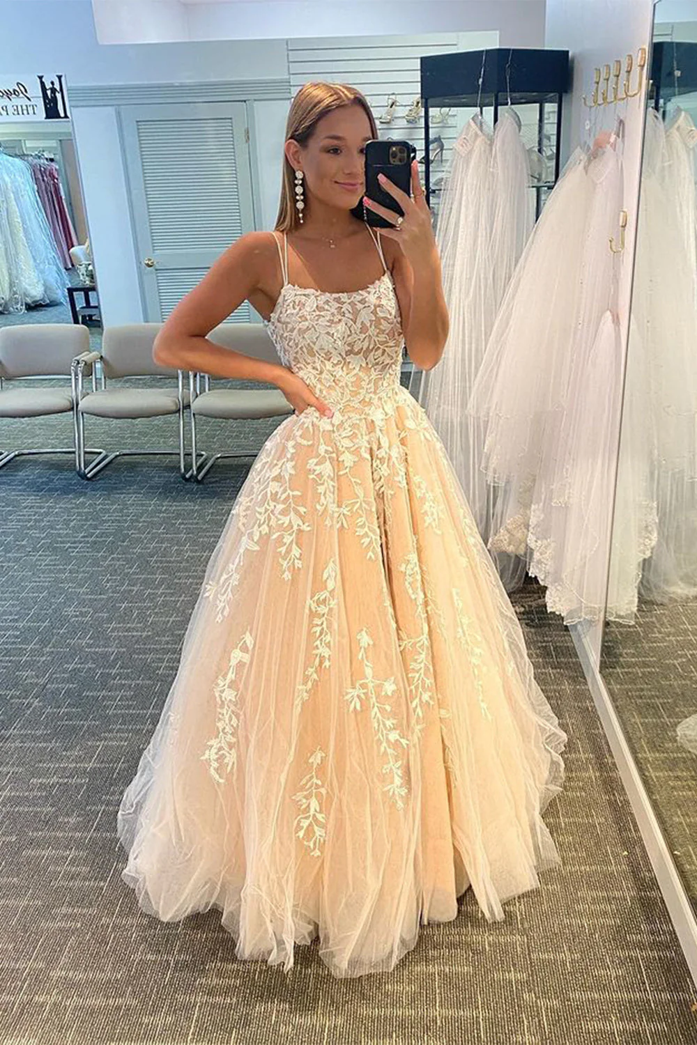 Princess Spaghetti Straps Prom Dress - Image 4
