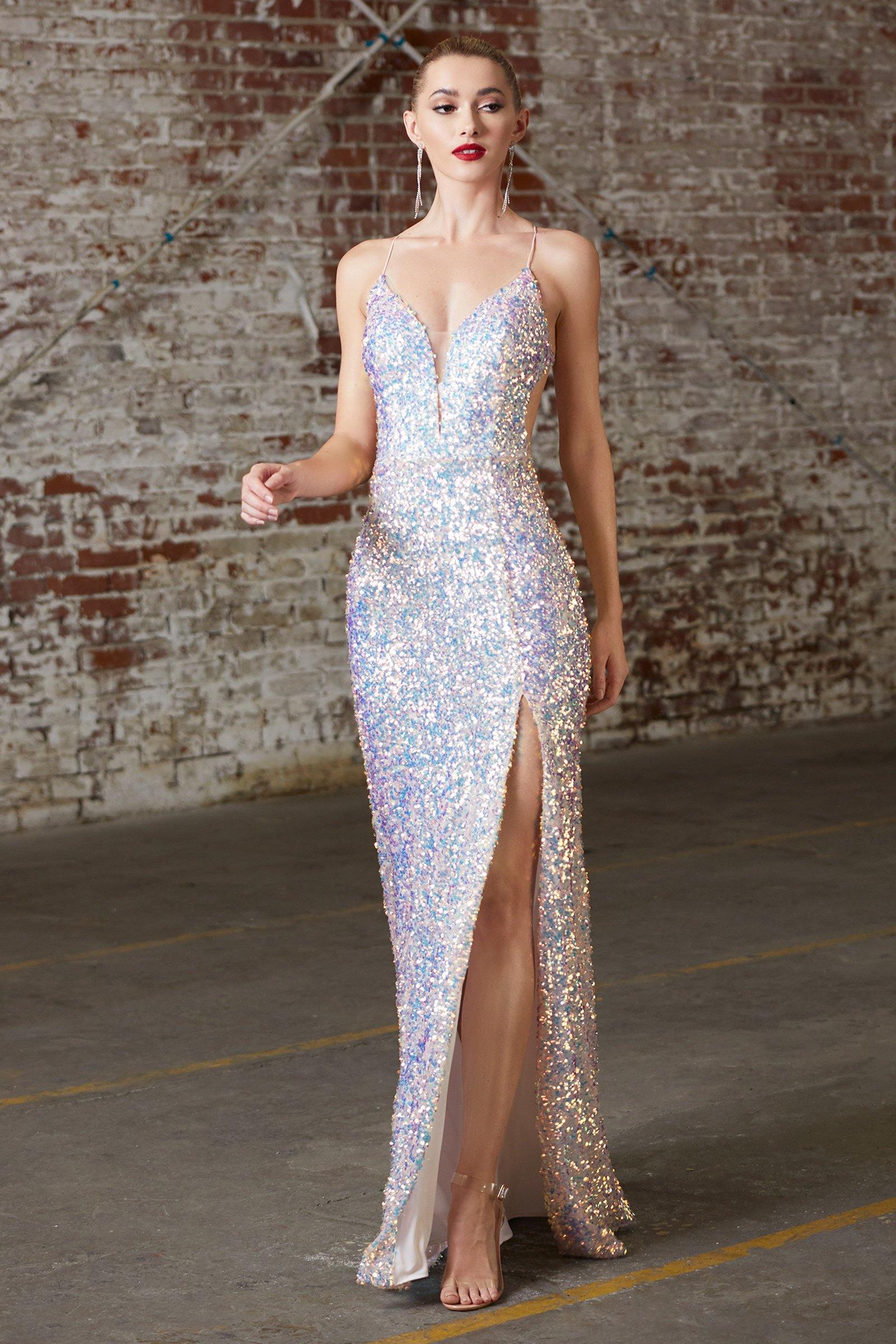 Prom Long Formal Fitted Sequin Evening Dress - Image 4