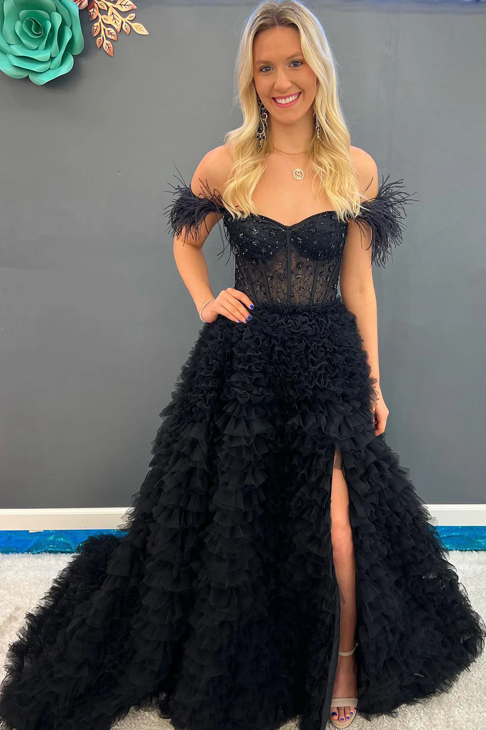 Off the Shoulder A-Line Princess Prom Dress - Image 5