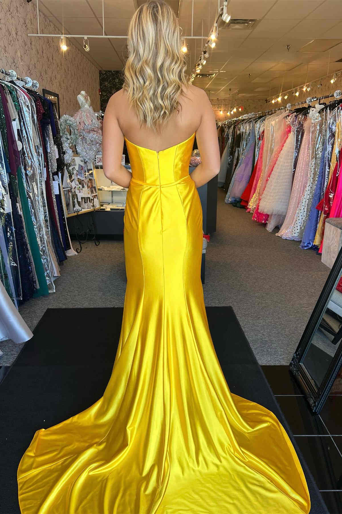 Strapless Bow Mermaid Long Prom Dress - Image 2