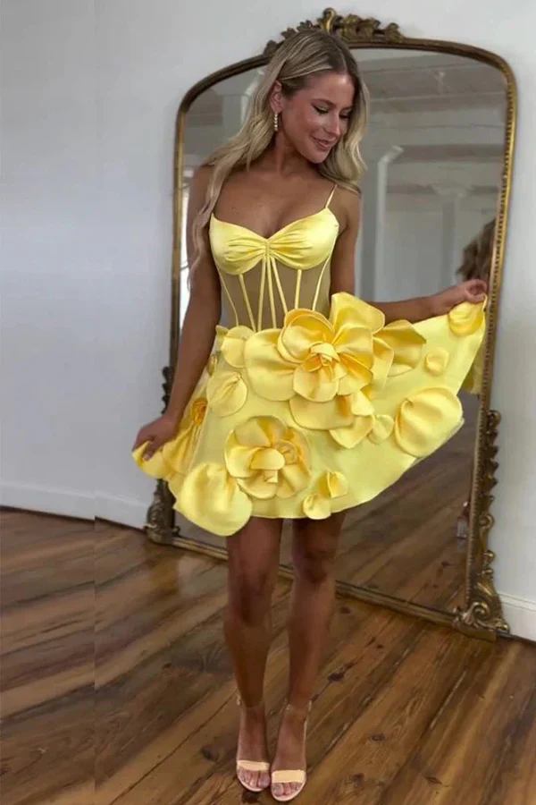 Rosette Straps Pink Corset Homecoming Dress Short Prom Dress PD515 - Image 4