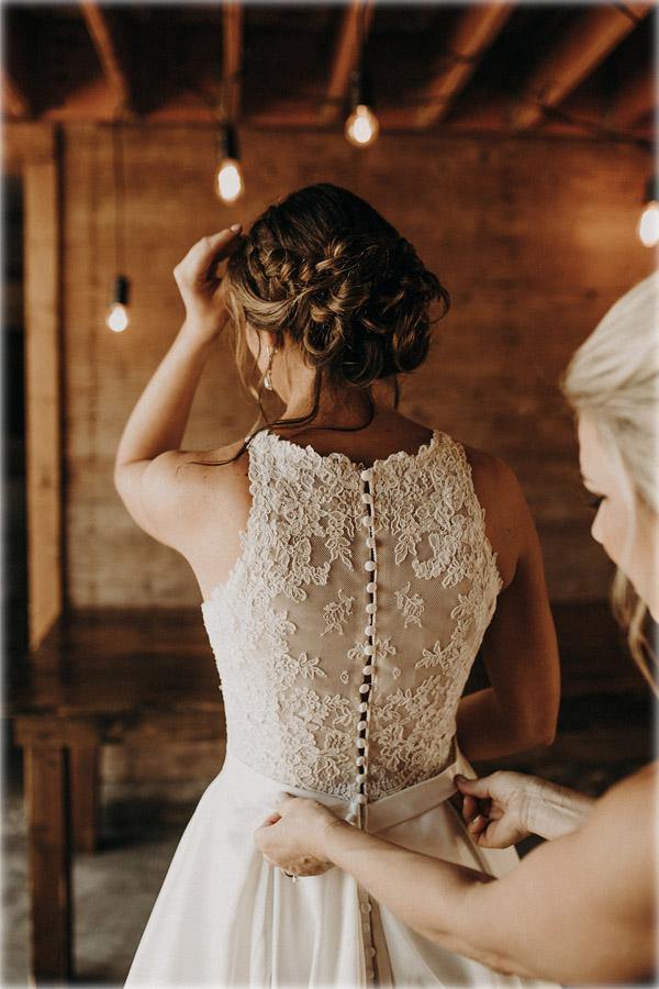 Satin A-line Halter Lace Wedding Dresses With Sweep Train, Bridal Gown - Image 4