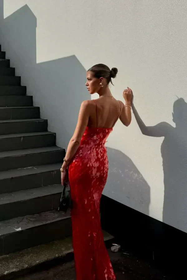 Sexy Sleeveless Spaghetti Straps Backless Sequin Maxi Long Dress Prom Dresses - Image 2
