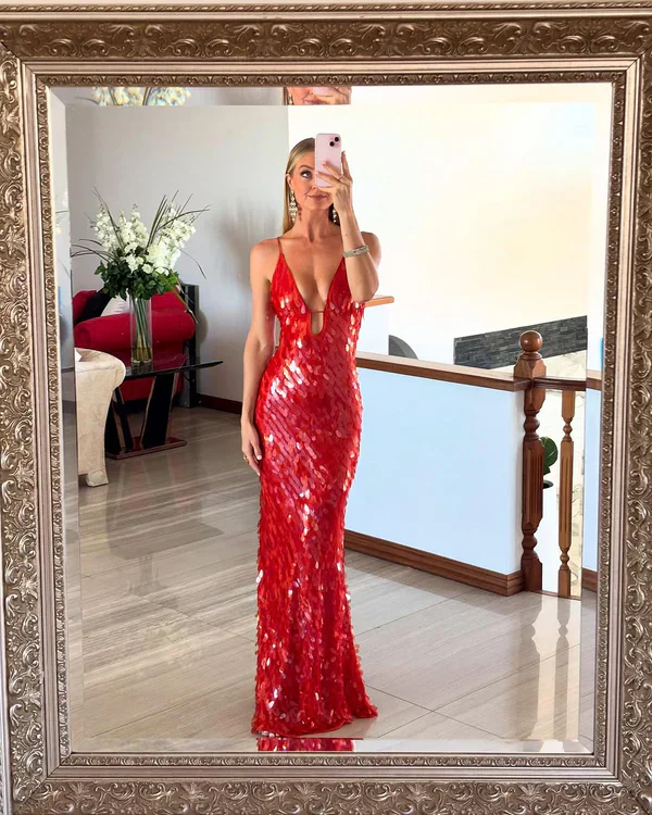 Sexy Sleeveless Spaghetti Straps Backless Sequin Maxi Long Dress Prom Dresses - Image 3