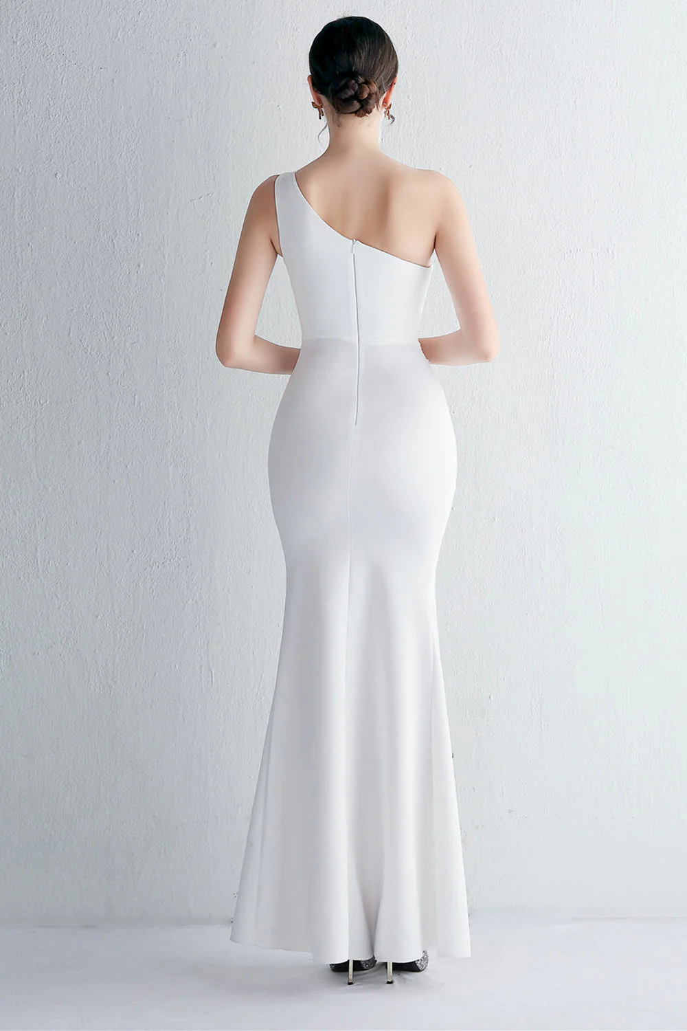 One Shoulder Black Long Prom Dress with Split Front - Image 6