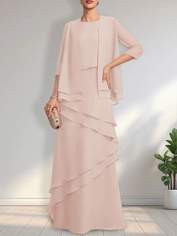 Sheath Scoop Floor-Length Chiffon Mother of the Bride Dress - Image 26