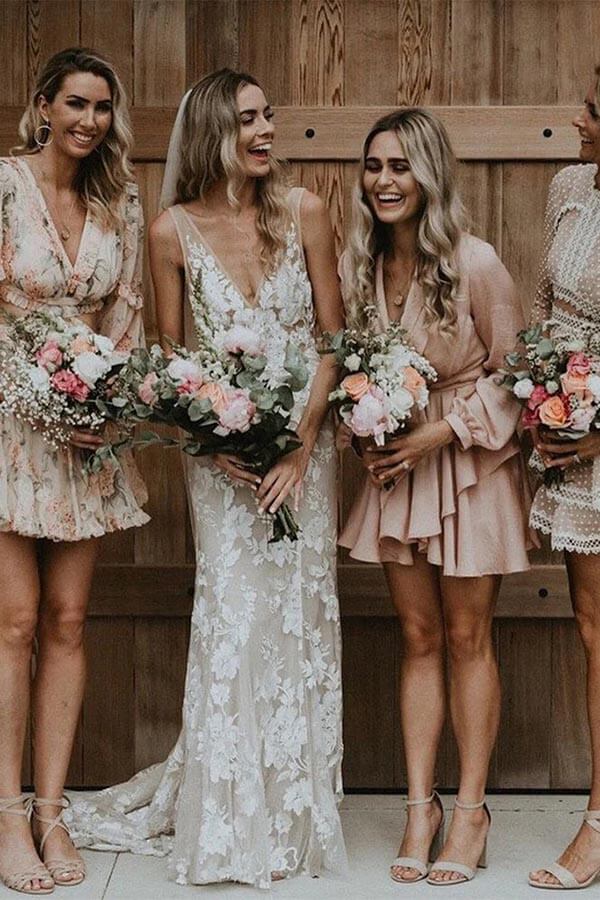 Sheath V-neck Lace Wedding dresses With Chapel Train, Wedding Gowns - Image 3