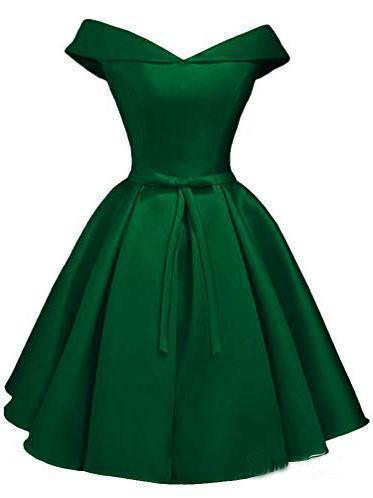 Simple Off the Shoulder Blush Homecoming Dresses Satin Graduation Dress PD288 - Image 8