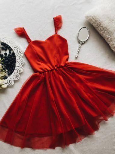 Spaghetti Strap Red Short Prom Dress Mini Homecoming Dress PD305 - Image 4