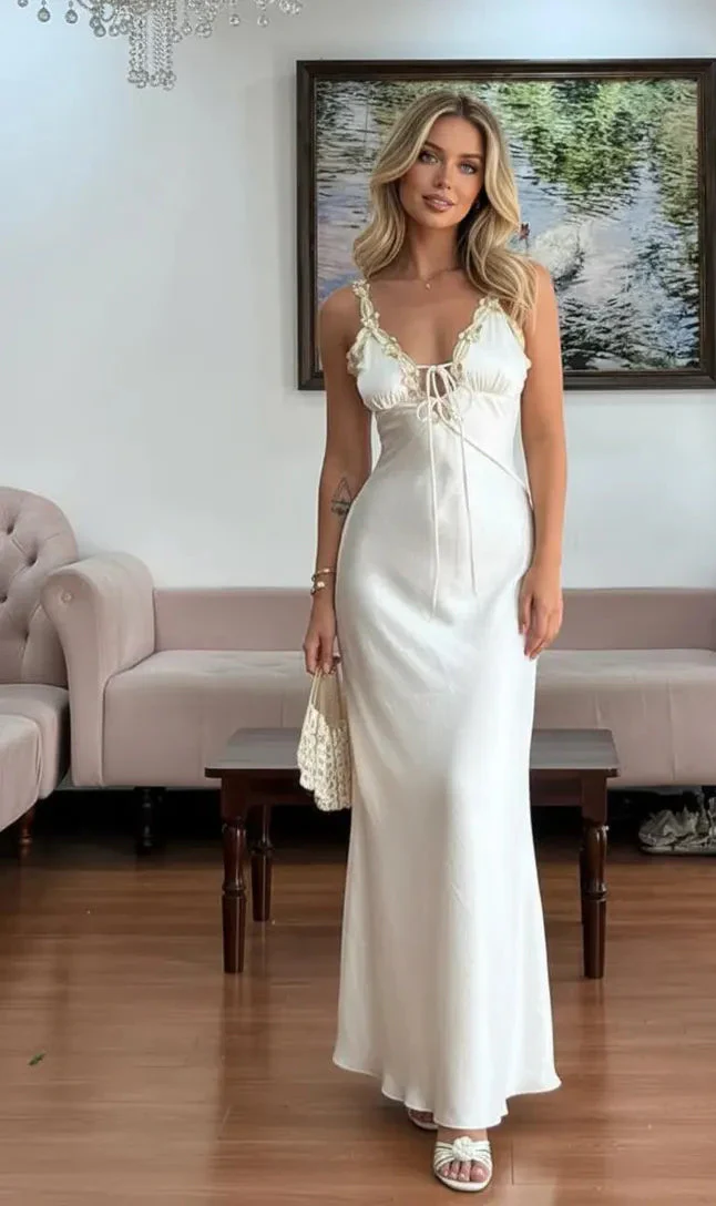 Spaghetti Straps Blue Gown Sleeveless Long Backless Prom Dress - Image 4