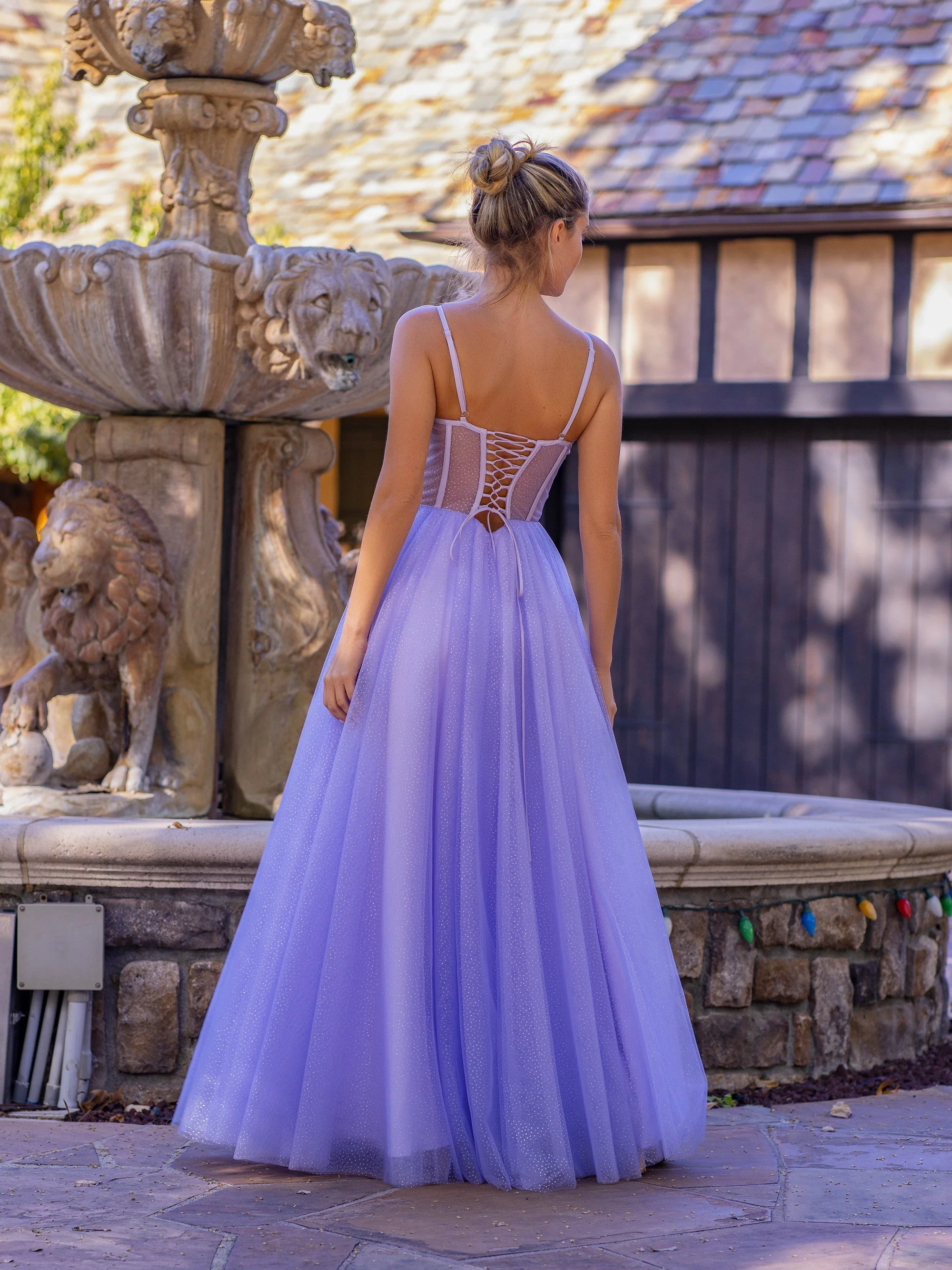 Spaghetti Straps Corset Floor Length Tulle Prom Dress - Image 2