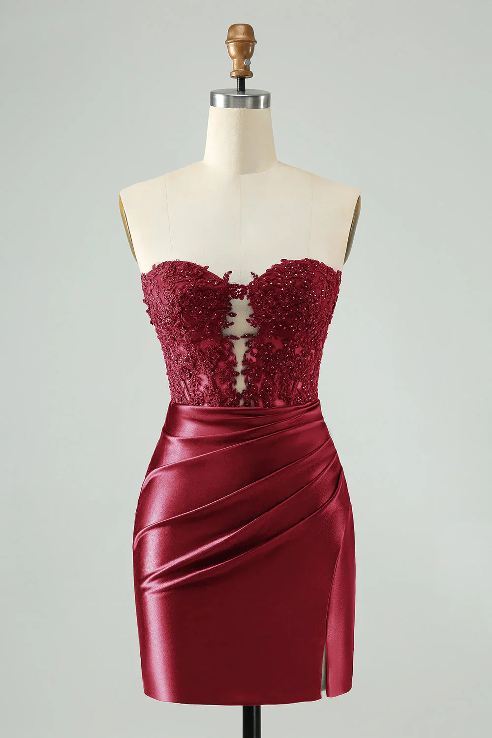 Sparkly Strapless Beaded Appliques Fuchsia Homecoming Dress - Image 7