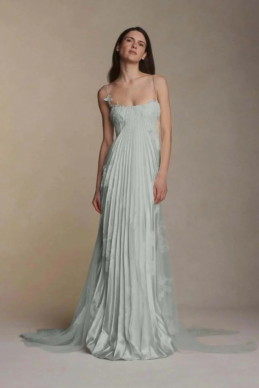 Stain Spaghetti Strap Sleeveless Long Prom Dress With Appliques - Image 10