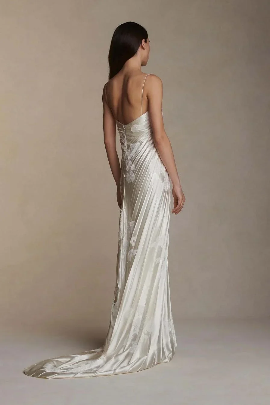 Stain Spaghetti Strap Sleeveless Long Prom Dress With Appliques - Image 3