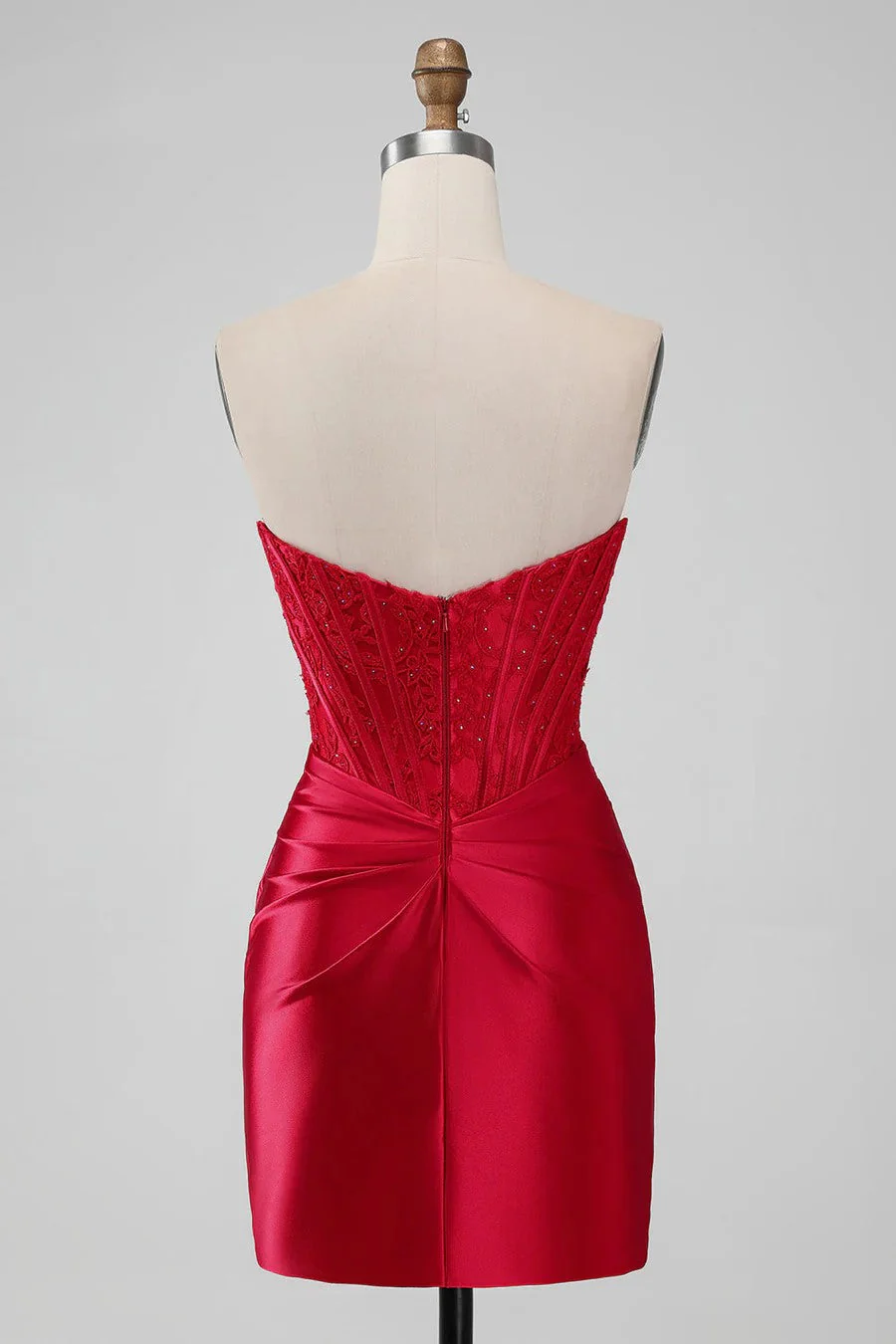 Strapless Bodycon Homecoming Dress Red Short Prom Dress PD505 - Image 2