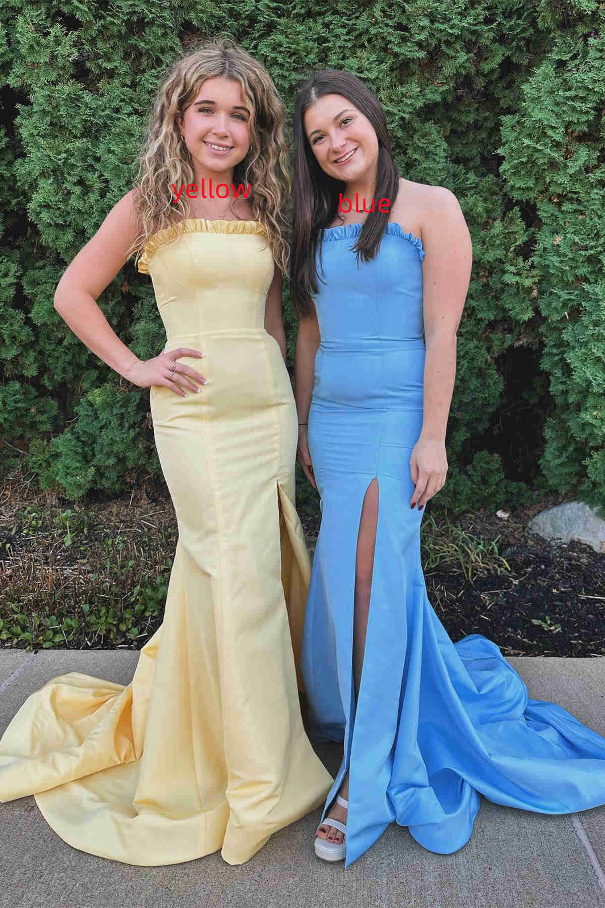 Strapless Maganta Ruffle Mermaid Slit Long Prom Dress - Image 4