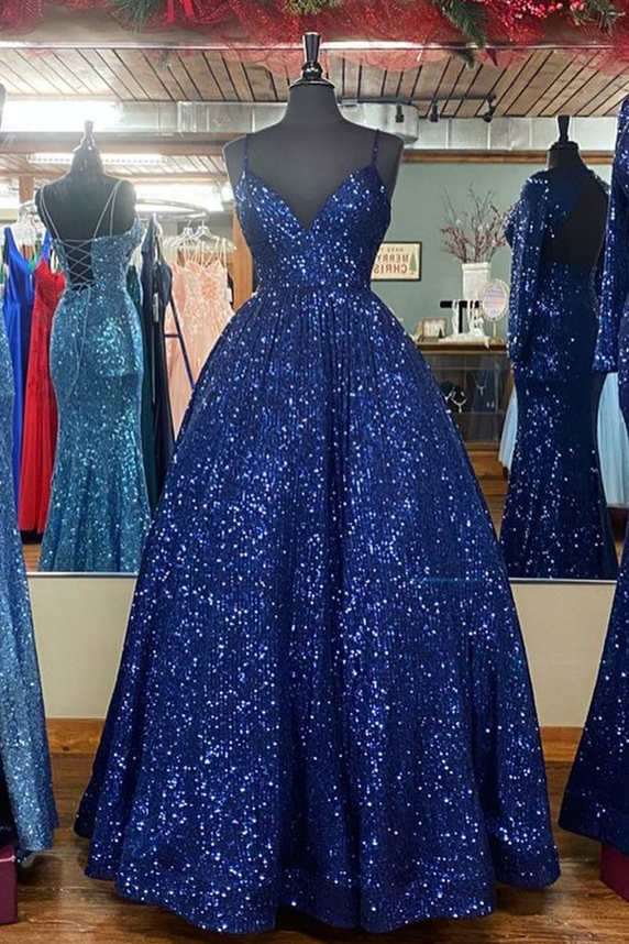 Stunning Pink Sequins A-Line Long Prom Dress - Image 6