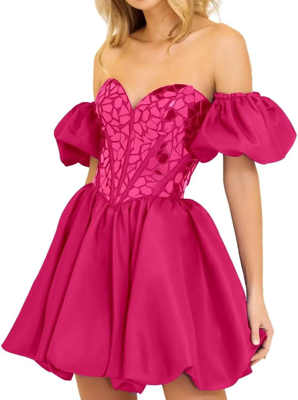 A Line Off the Shoulder Short Homecoming Dress - Image 5