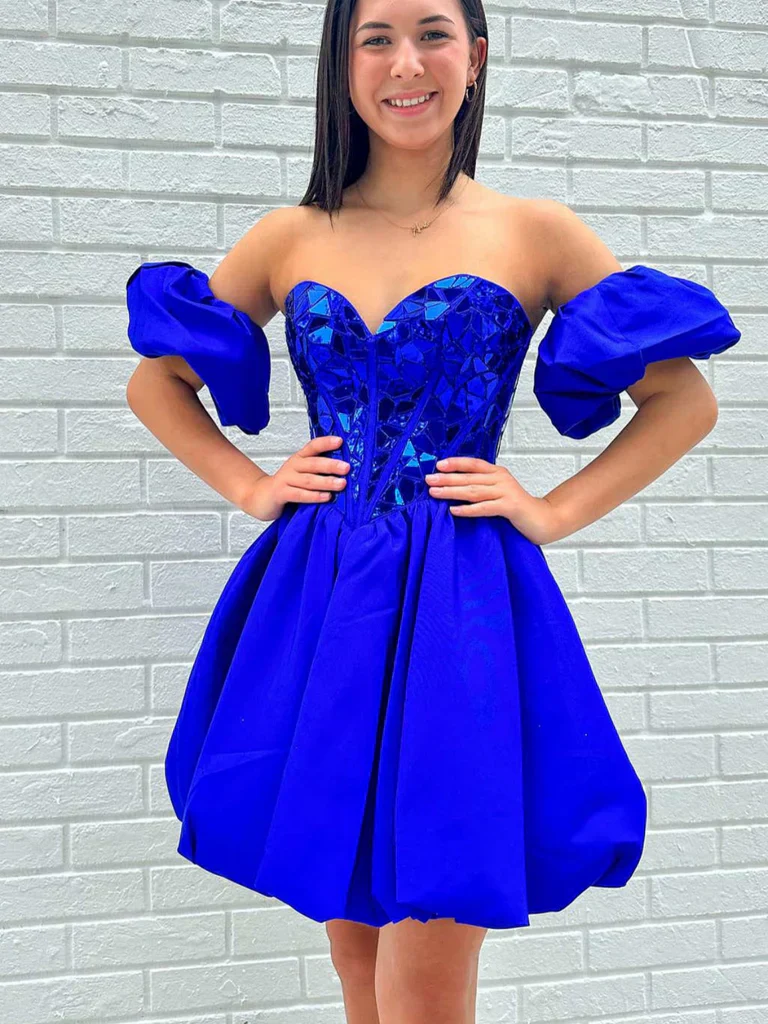 A Line Off the Shoulder Short Homecoming Dress - Image 6