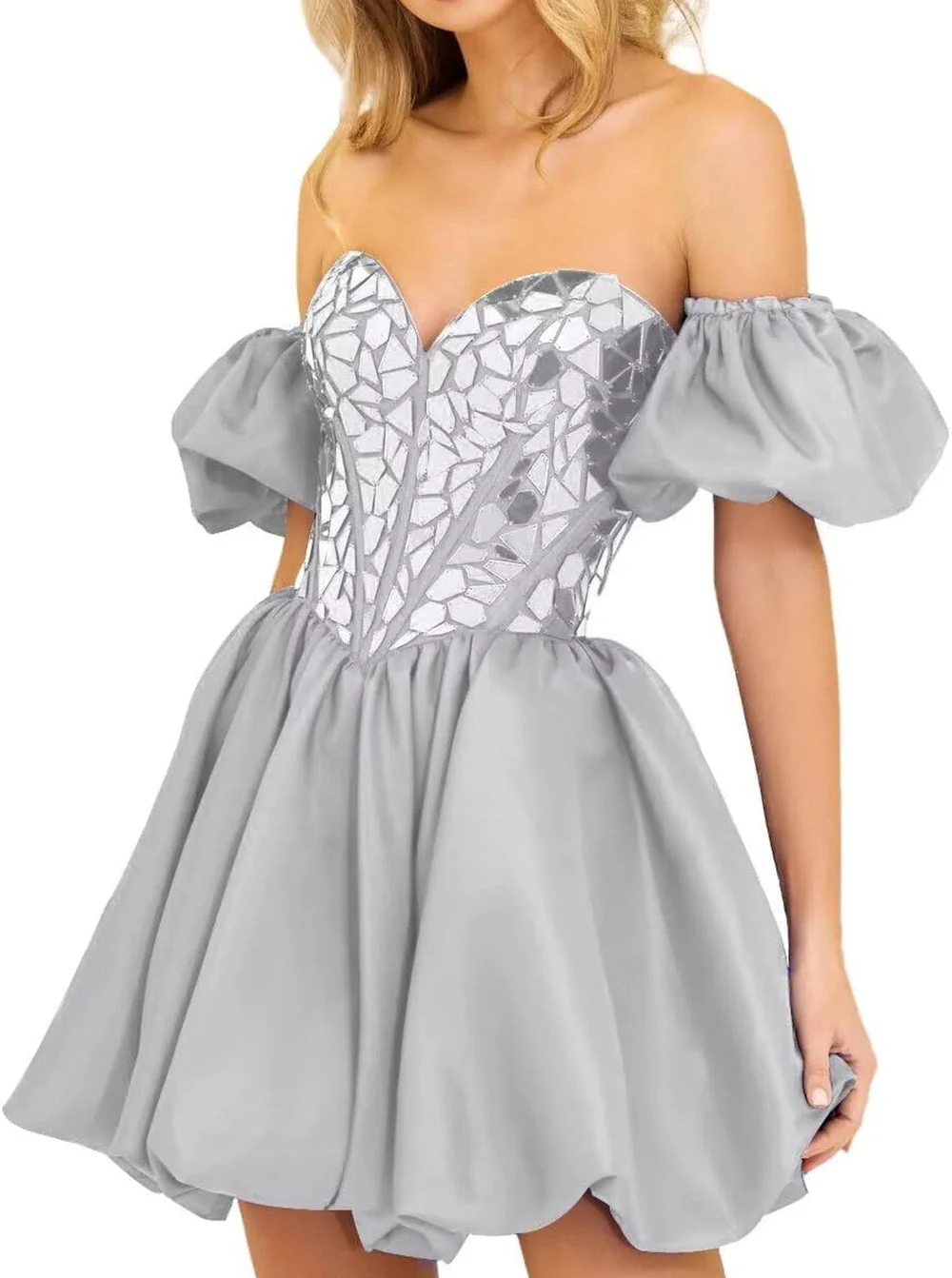 A Line Off the Shoulder Short Homecoming Dress - Image 8