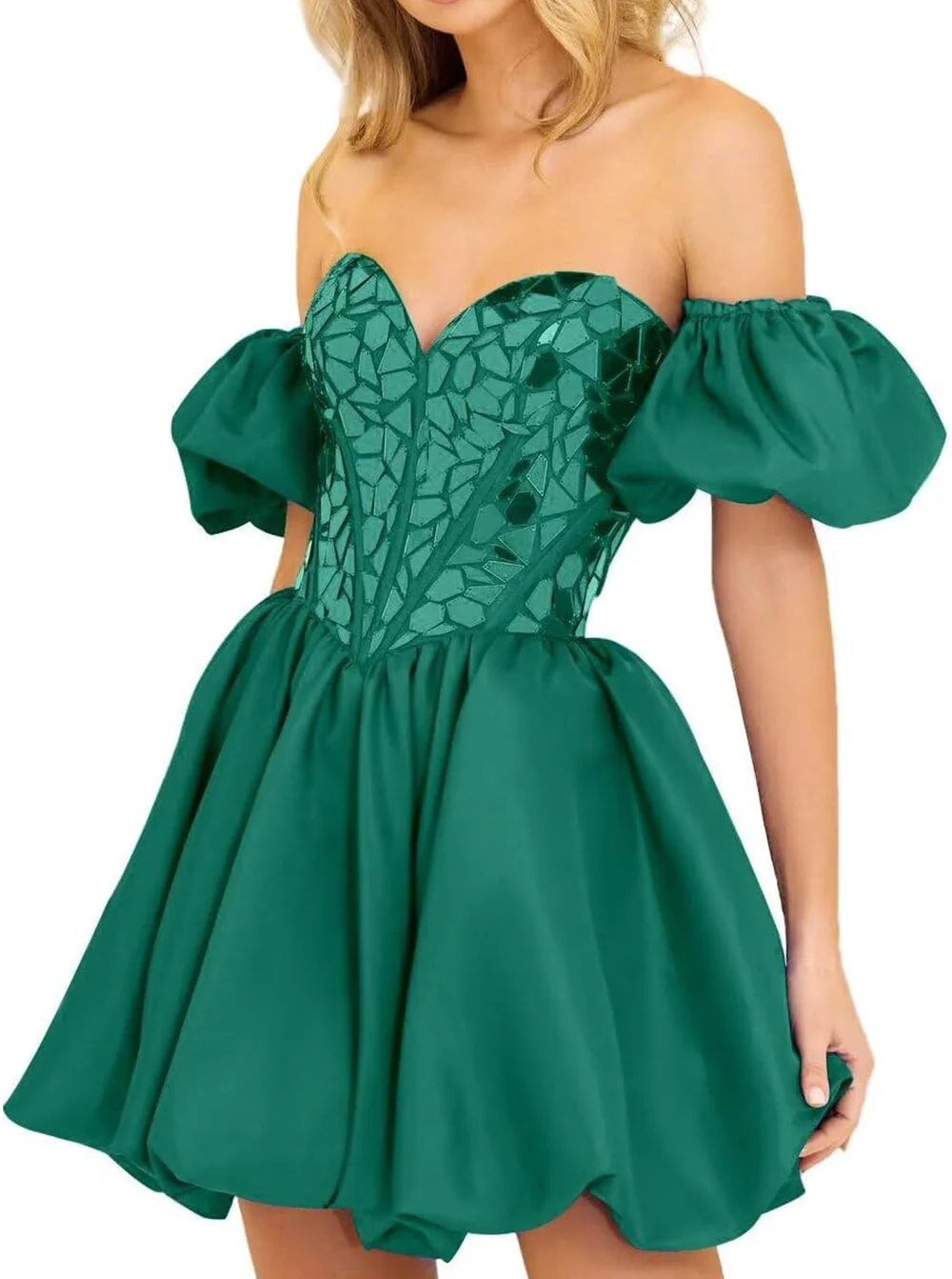 A Line Off the Shoulder Short Homecoming Dress - Image 9