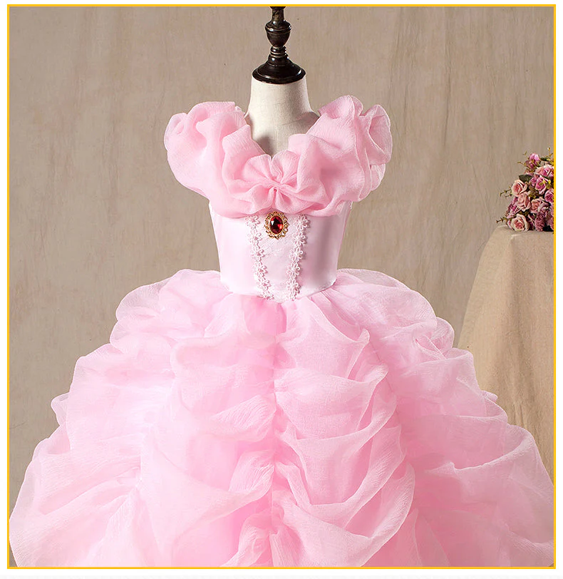 Baby Girl First Communion Dress Girl Formal Pink Elegant Fluffy Flower Birthday Party Dress - Image 4