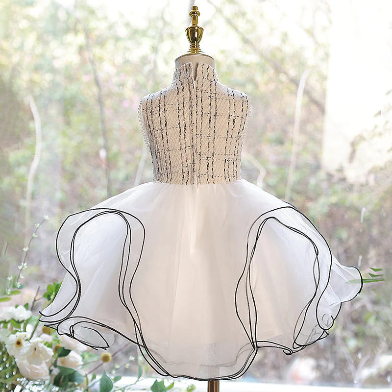 First Communion Dress Baby Girl Sleeveless Puffy Wave Birthday Party Dresses - Image 4
