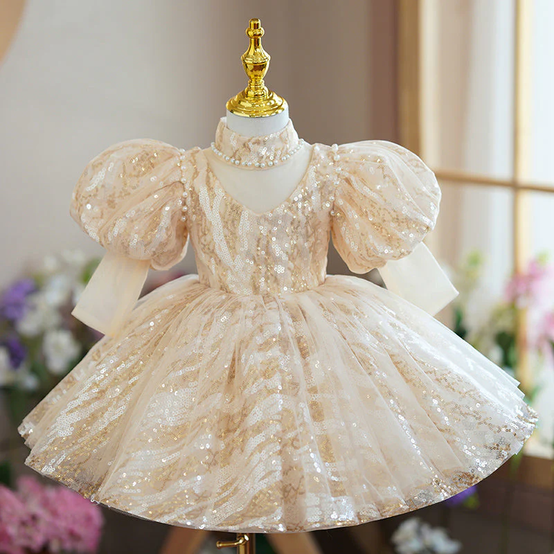 Toddler Ball Gowns Girl Communion Sequins Wedding Birthday Party Princess Dress - Image 6