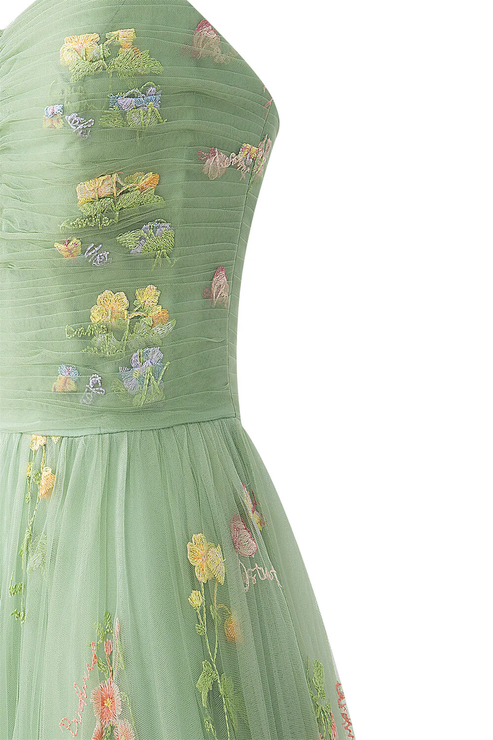 Sweetheart Neck Floor Length Tulle Embroidery Floral Prom Dress - Image 20