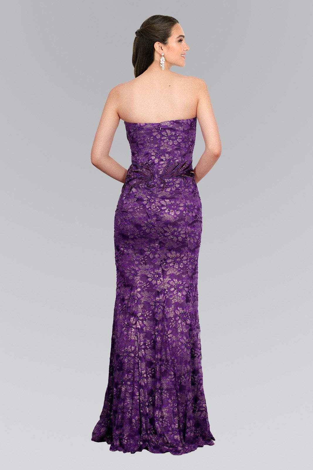 Sweetheart Neck Purple Lace Prom Dresses with Beaded Bodice and Embroidery Accents - Image 3