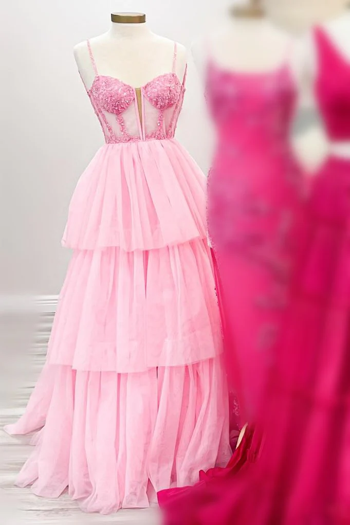 Tiered Ruffle Sequin-Embroidery Corset Long Prom Gown - Image 6