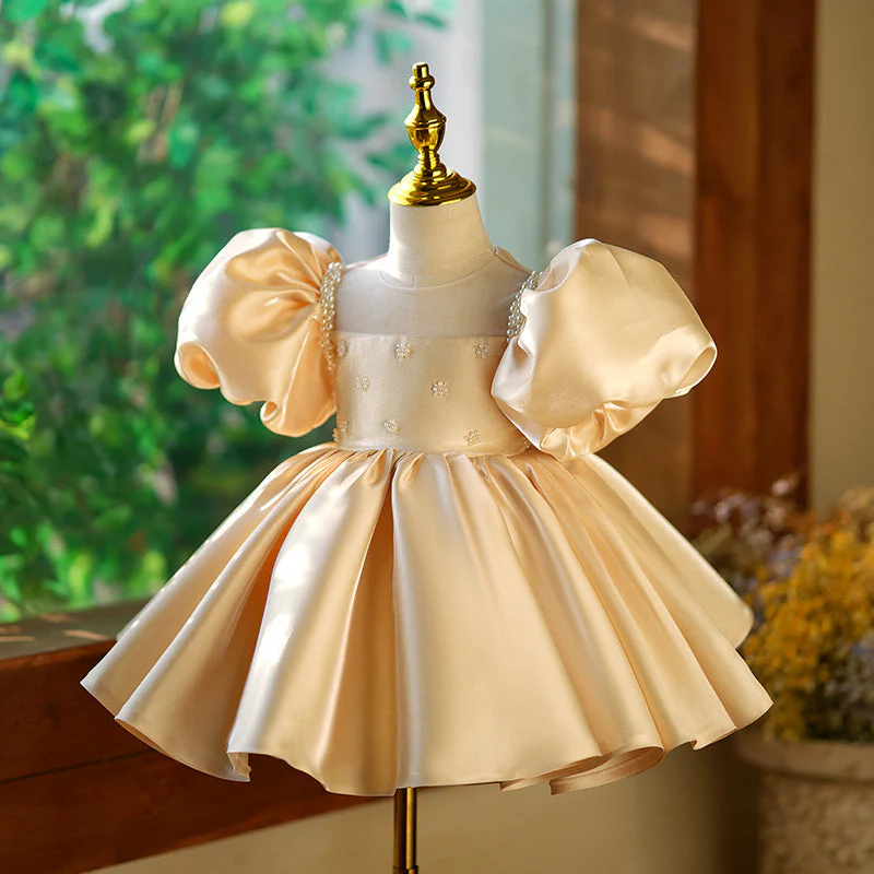 Toddler Communion Dress Wedding Pearl Big Bow-knot Princess Dress - Image 2