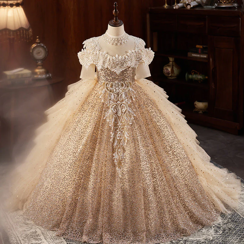 Toddler Ball Gowns Girl Pageant Formal Party Communion Dress Sequin Princess Dress - Image 6