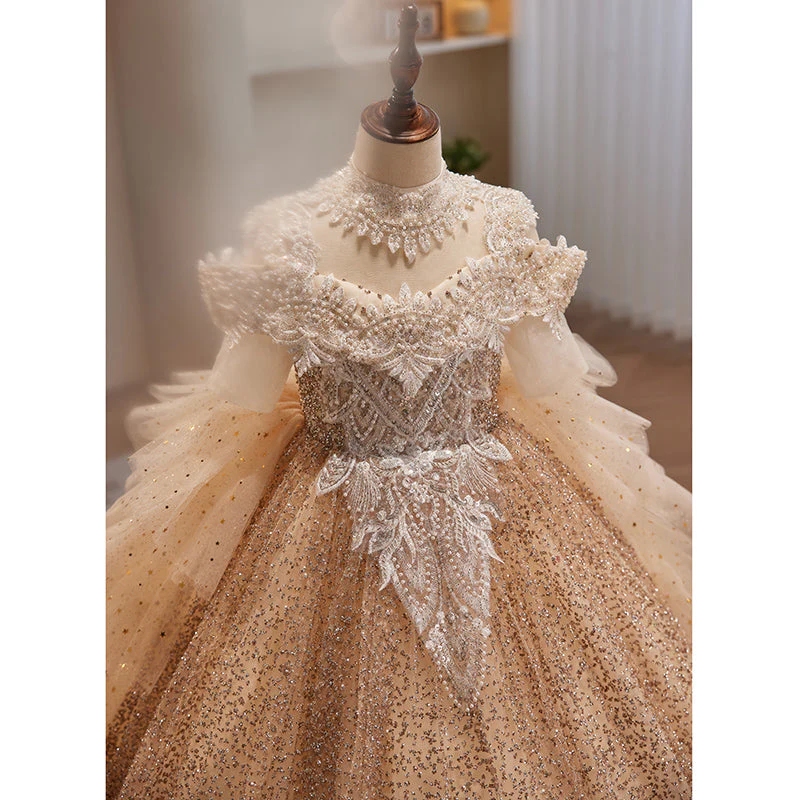 Toddler Girl Pageant Communion Birthday Party Dress Beaded Sequin Princess Dress - Image 5