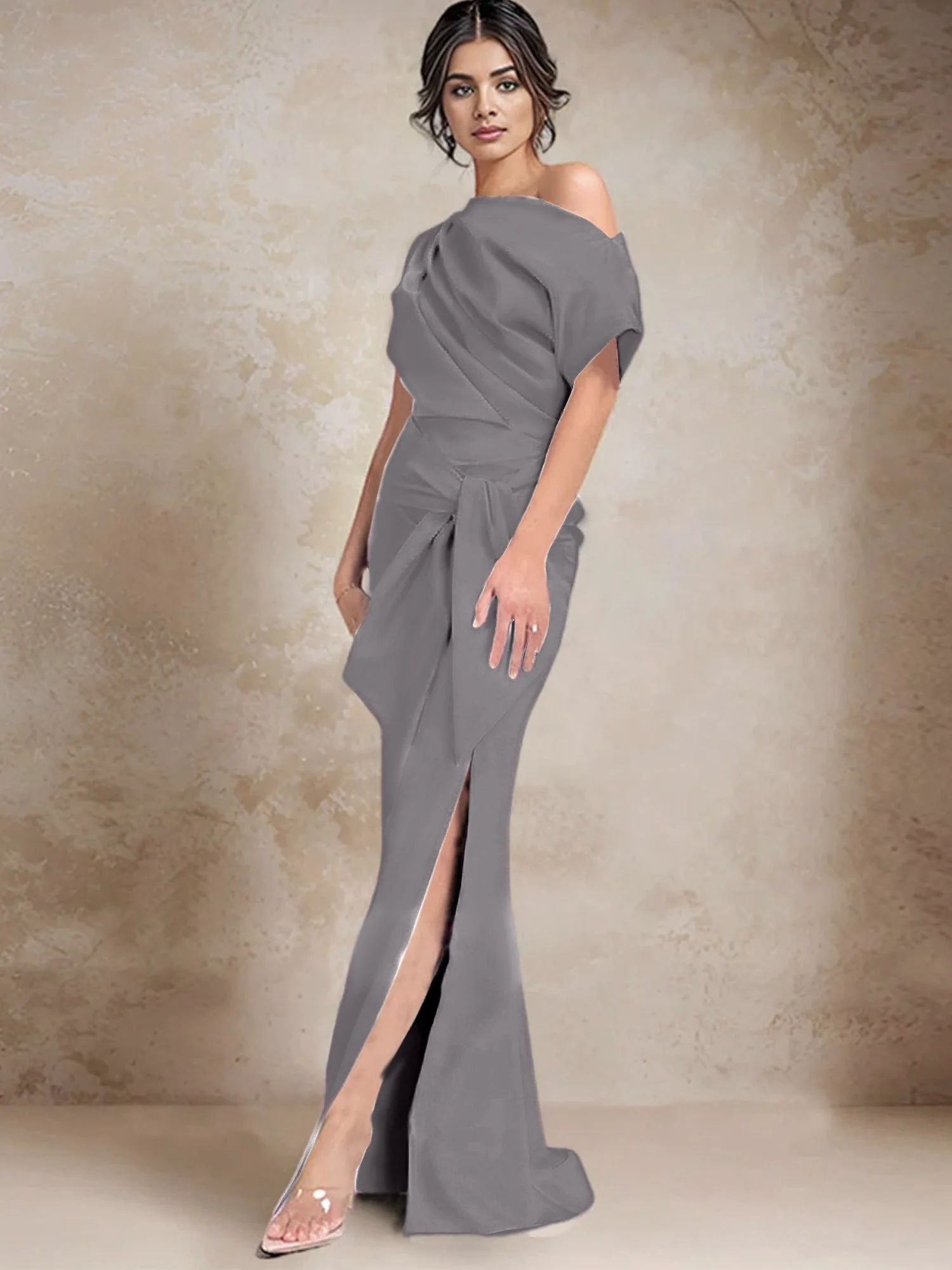 Trumpet/Mermaid One-Shoulder Mother of the Bride Dresses with Split Side - Image 126