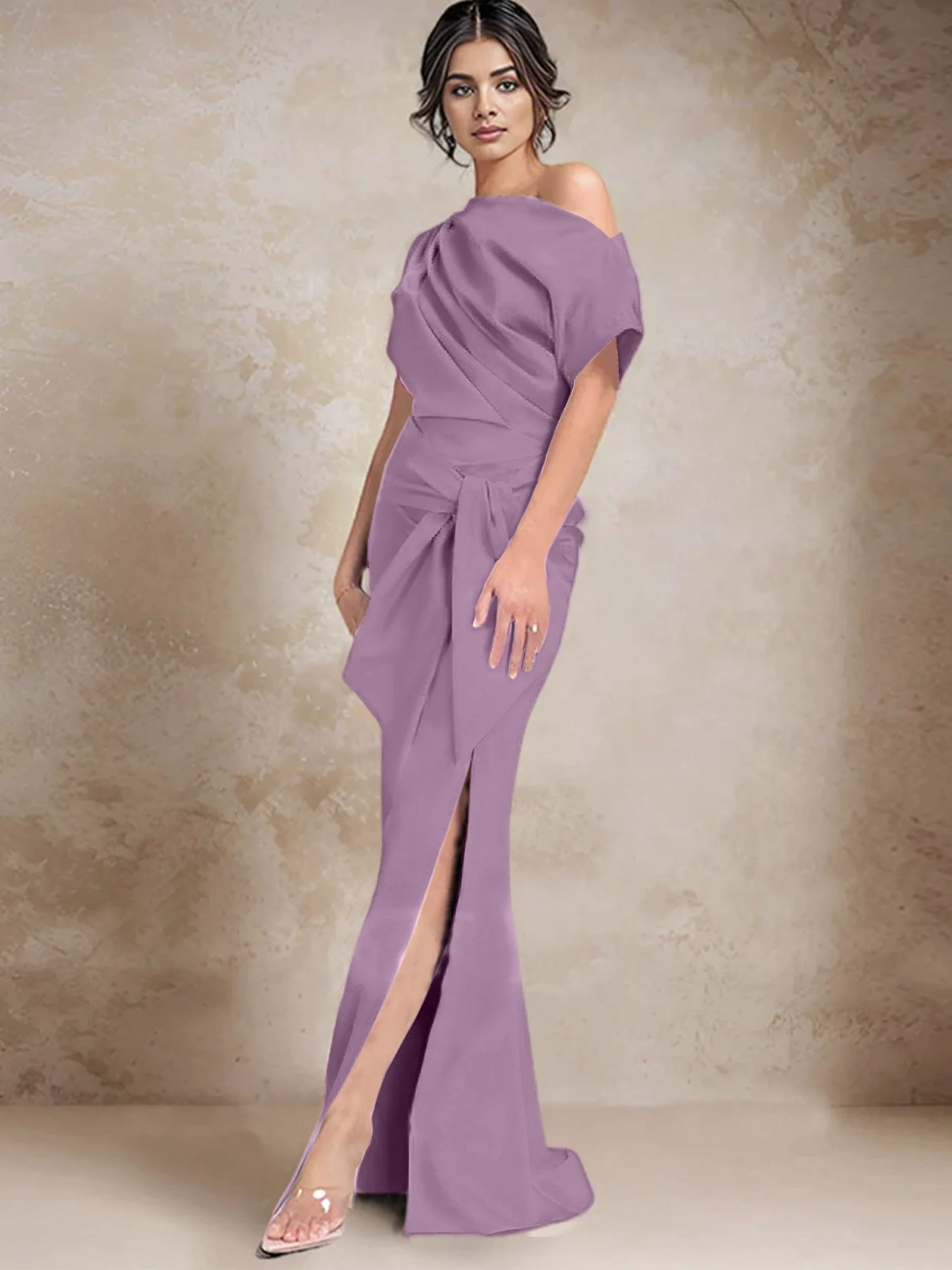 Trumpet/Mermaid One-Shoulder Mother of the Bride Dresses with Split Side - Image 16