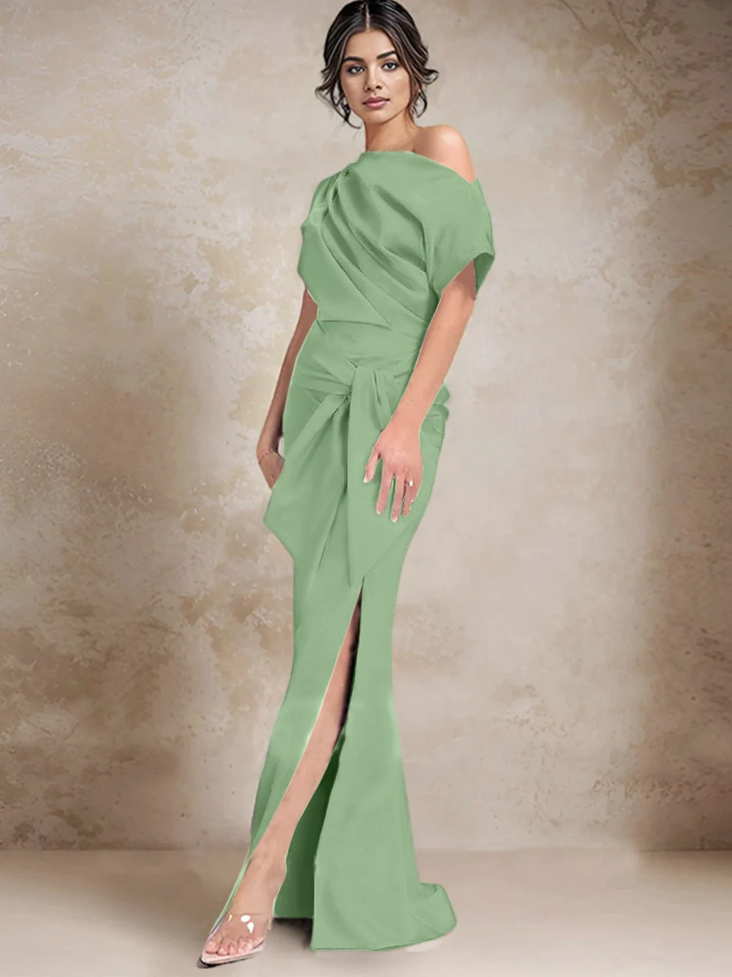 Trumpet/Mermaid One-Shoulder Mother of the Bride Dresses with Split Side - Image 18