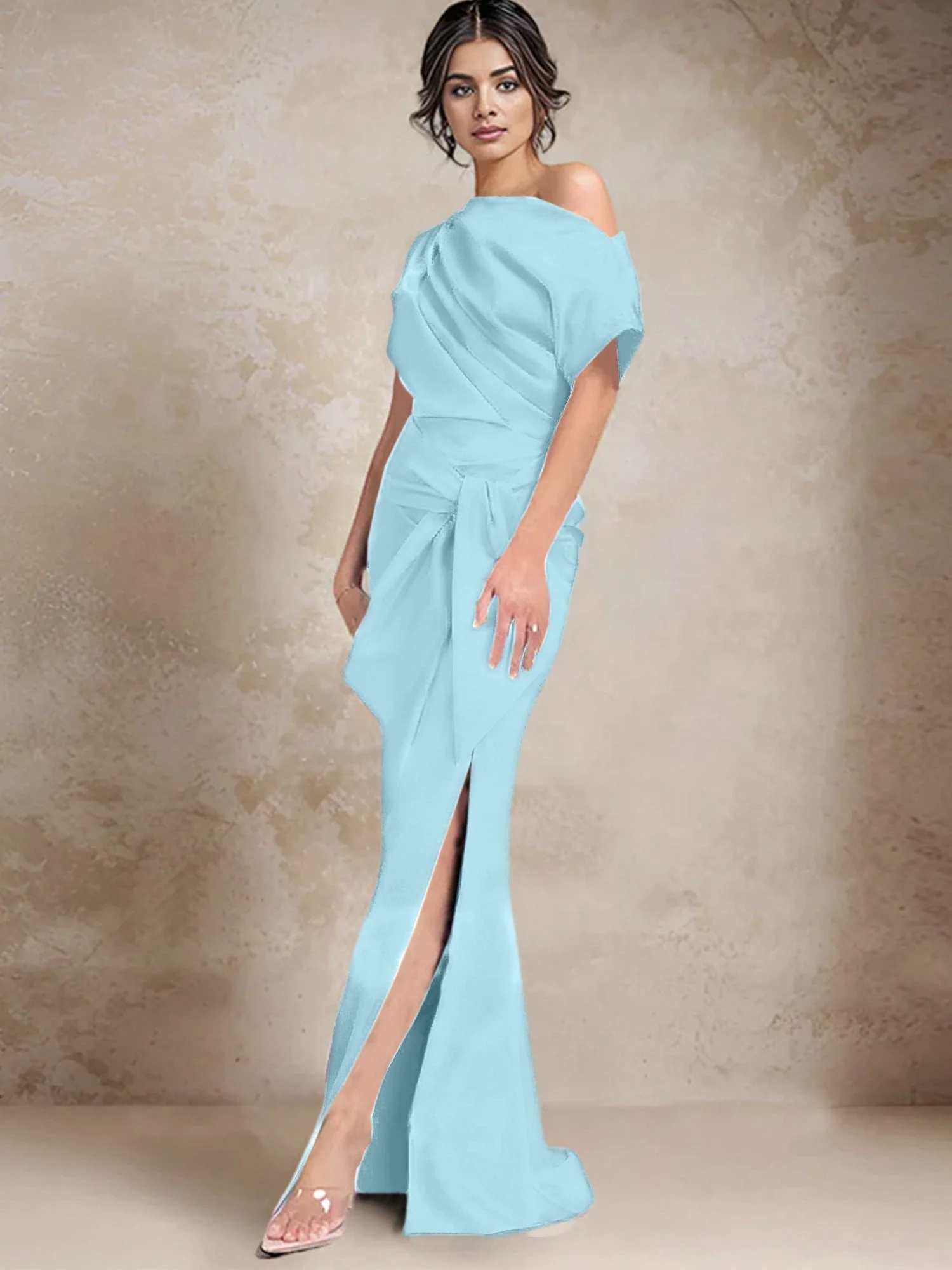 Trumpet/Mermaid One-Shoulder Mother of the Bride Dresses with Split Side - Image 35