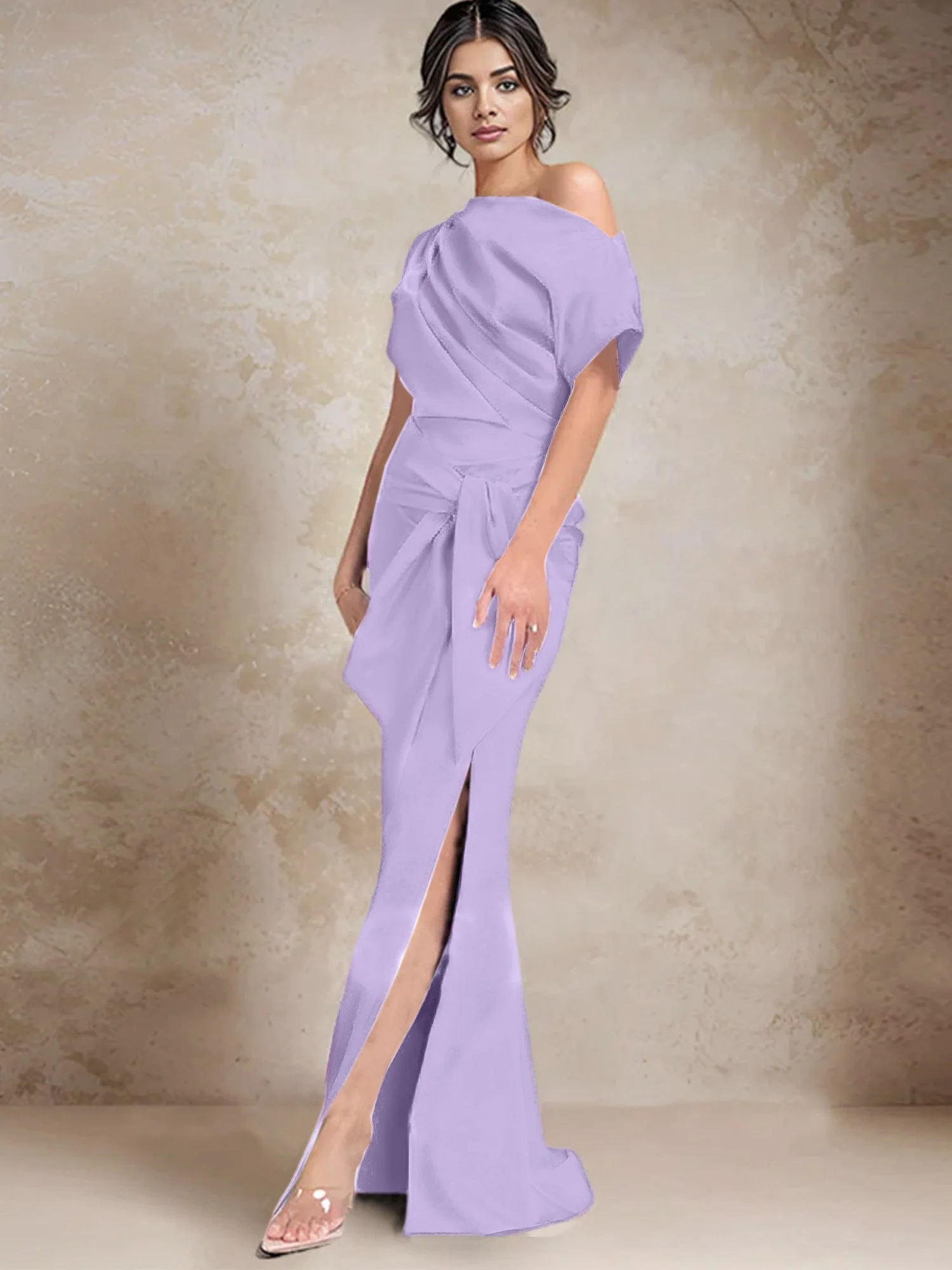 Trumpet/Mermaid One-Shoulder Mother of the Bride Dresses with Split Side - Image 36