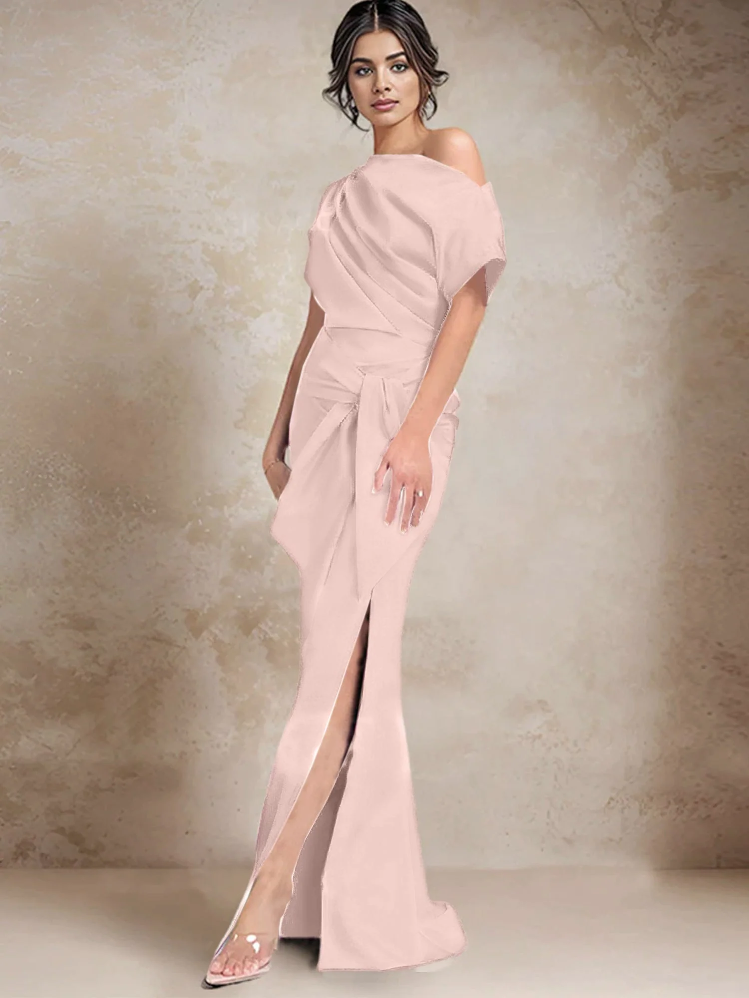 Trumpet/Mermaid One-Shoulder Mother of the Bride Dresses with Split Side - Image 49