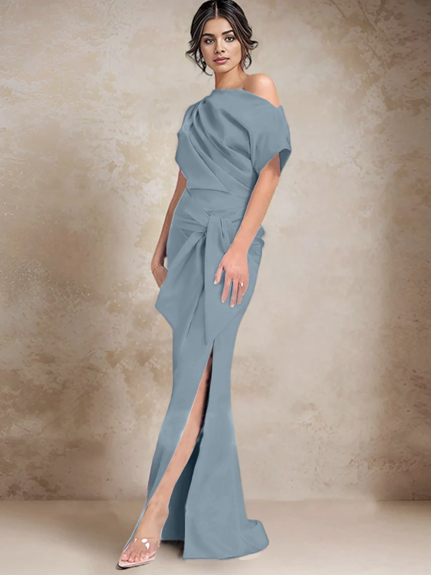 Trumpet/Mermaid One-Shoulder Mother of the Bride Dresses with Split Side - Image 82