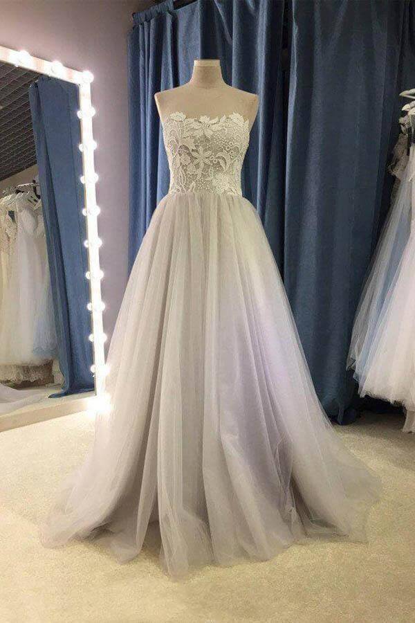 Tulle A-line Sweetheart Strapless Bohemian Modest Wedding Dresses - Image 2