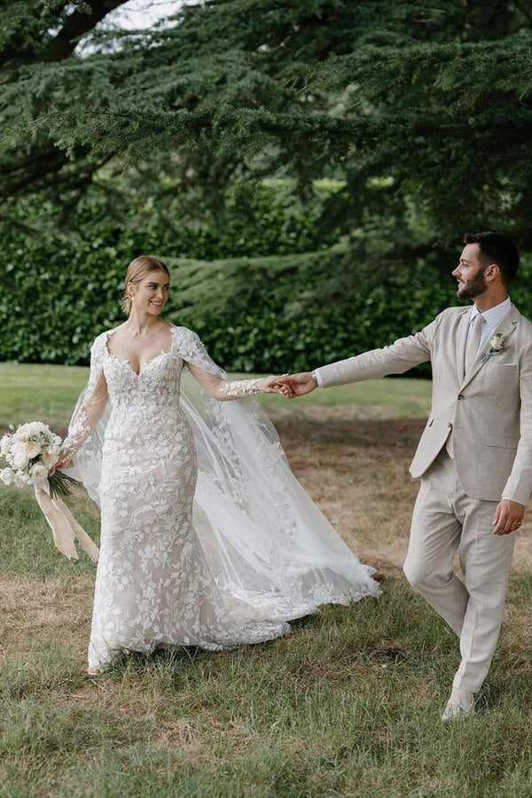 Tulle Sheath Sweetheart Neck Wedding Dresses With Floral Appliques