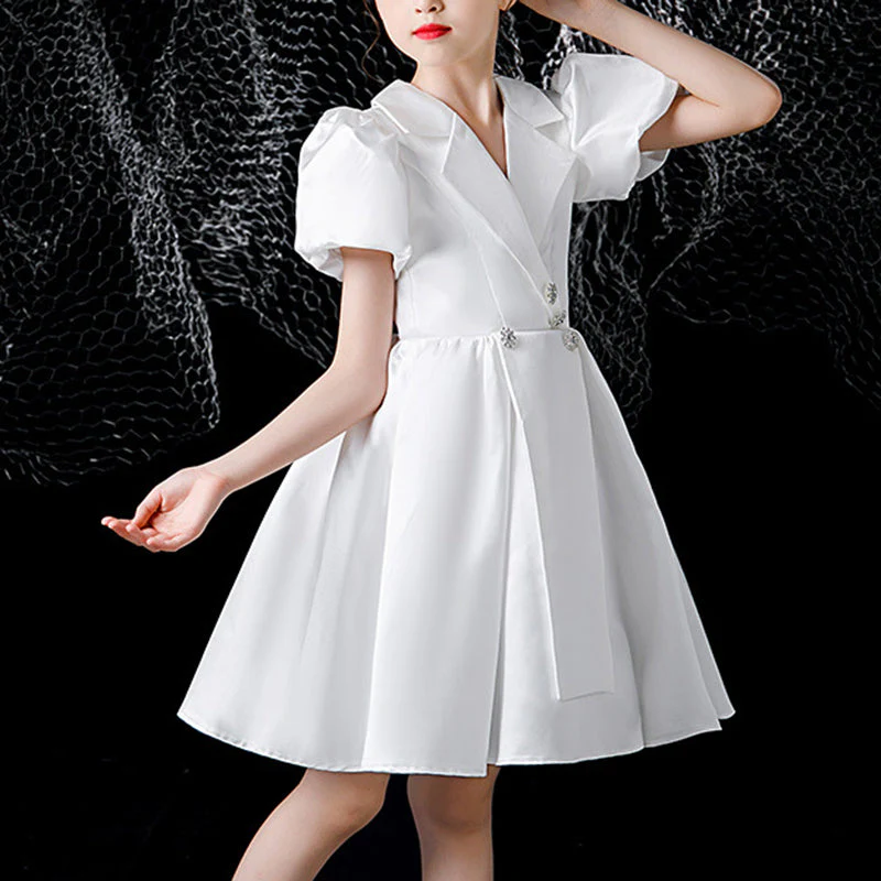 Girl First Communion Dress Toddler White Texture Bead Flower Girl Dress Baptism Dress - Image 4