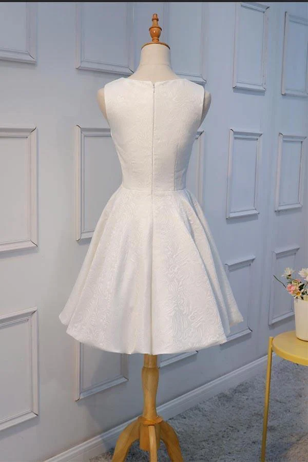White Lace Applique Short Prom Dresses Homecoming Dresses PD160 - Image 3