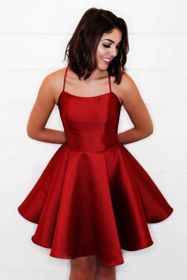 A-line Homecoming Dress With Pockets, Simple Graduation Dress - Image 3